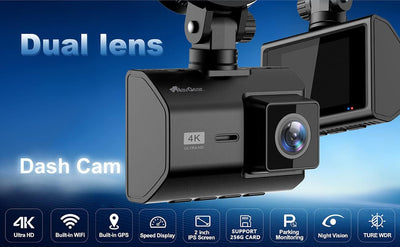 NavGear Autocam: 4K-UHD-Dashcam mit 2K-Heckkamera, GPS, WDR, WLAN & App, Sony-Sensor (Registrator, D