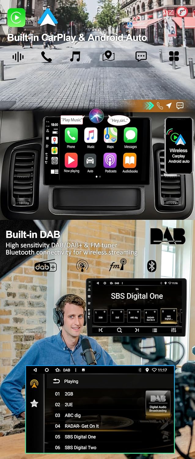 Eingebaut DAB - Android 15 IPS Autoradio für Renault Trafic 2 /Opel Vivaro/Nissan Primastar (2006-20