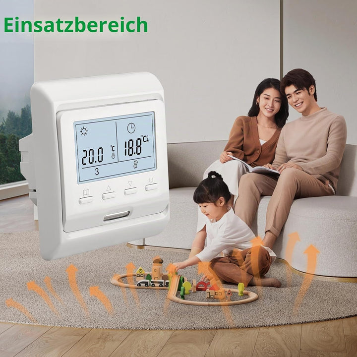 Wengart Heimthermostat WG806,AC230V,3A,wöchentliche Programmierung,6 Zeiträume,LCD-Digitalanzeige zu