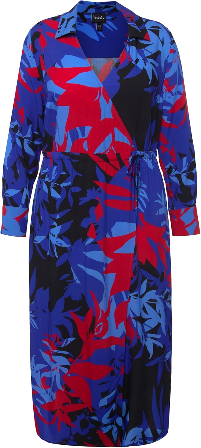 Ulla Popken Damen Blumendruck Kleider 50-52 Titan Blau, 50-52 Titan Blau