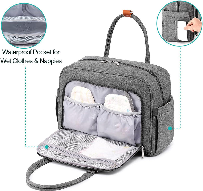 WELAVILA Wickeltasche, Wickeltaschen für Mama und Papa, mit Wickelauflage und isolierten Taschen Dun