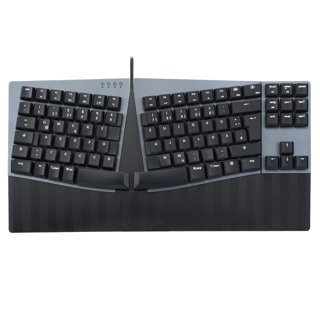 Perixx PERIBOARD-335BR DE, Kabelgebundene ergonomische mechanische Tastatur – Low-Profile Brown Clic