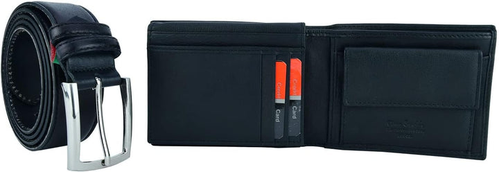Pierre Cardin Herren-Geschenkbox, Geldbörse mit RFID-Schutz und Echtledergürtel
