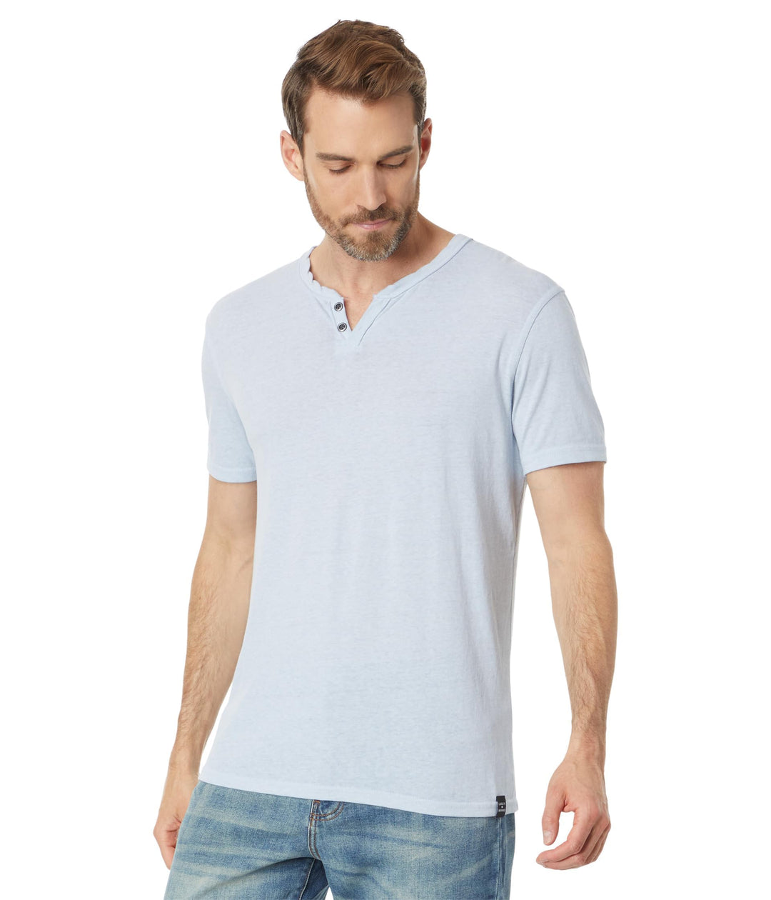 Lucky Brand Herren Venice Burnout Notch Neck Tee T-Shirt S Blau (Blue Fog), S Blau (Blue Fog)
