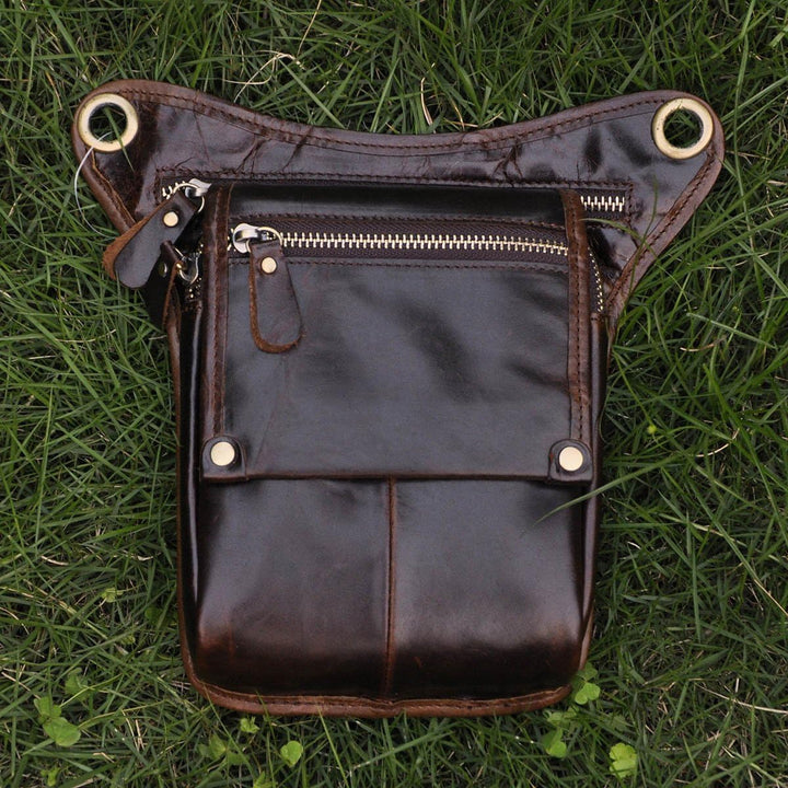 Le'aokuu Herren Echtes Leder Tasche Beinbeutel Beintasche Aussenbeintasche Beinbeuteltasche Reisen H
