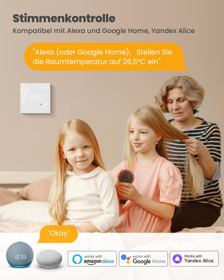 MIUCDA Thermostat Heizung Smart, WiFi Fussbodenheizung Elektrisch Thermostate Programmierbarer Raumt
