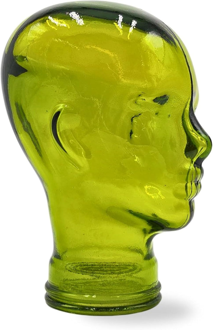 DESIGN DELIGHTS KOPFHÖRERSTÄNDER Mick | Glas, transparent/grün, 29 cm | Glaskopf, Deko Kopf