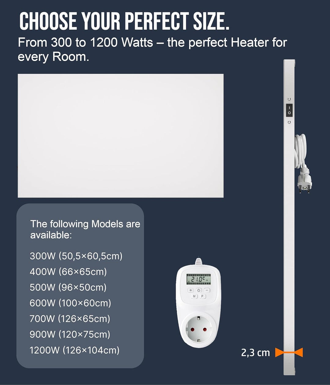 VIESTA® Infrarot Wandheizung mit Thermostat [INKL. TH12 THERMOSTAT] – Infrarotheizung Wandmontage He