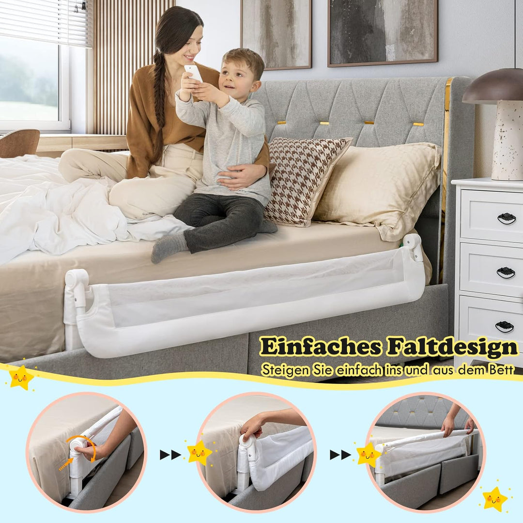 GOPLUS Bettgitter, Klappbarer & Tragbarer Bettschutzgitter für Babys unter 3 Jahren, Babybettgitter