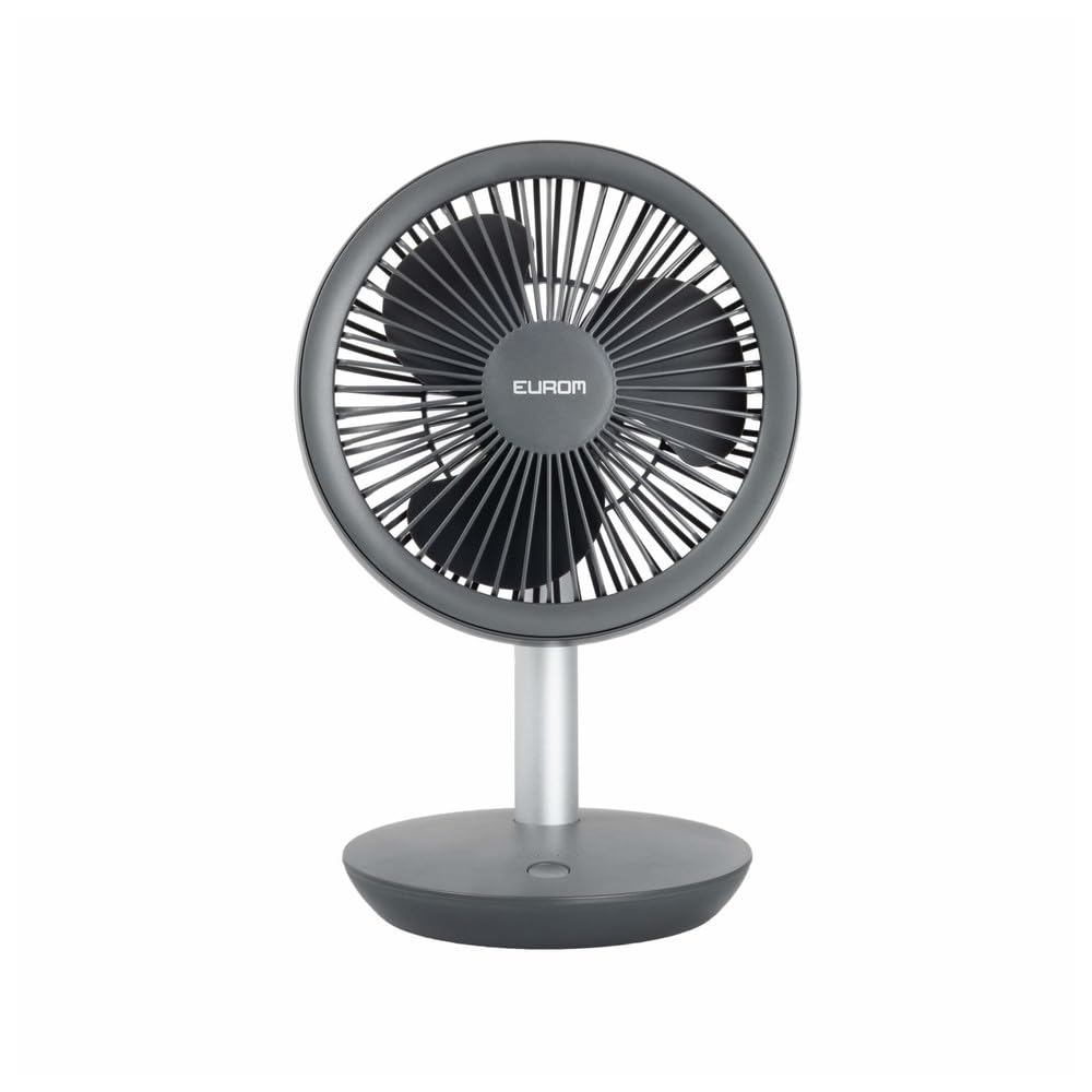 Eurom Tischventilator 5W kabellos | 4 Stufen Ventilator 308 m³/u | 15h Laufzeit | Lüftergösse ø 14 c