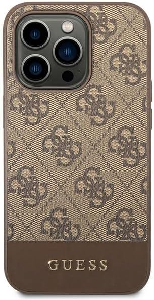 Guess GUHCP14LG4GLBR Schutzhülle für iPhone 14 Pro 6, 2,5 cm (1 Zoll), braune Hartschale, 4G Stripe