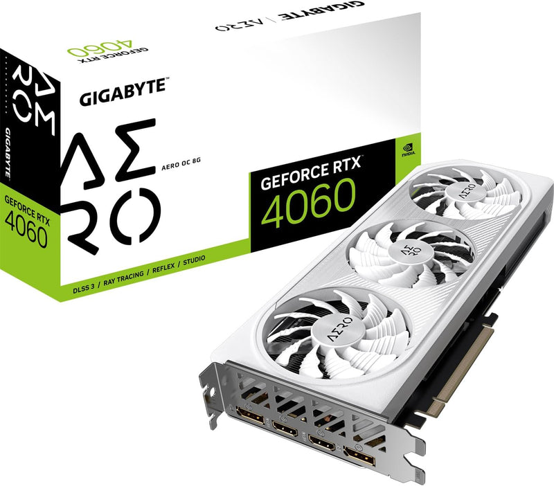 Gigabyte NVIDIA GeForce RTX 4060 AERO OC Graphics Card - 8GB GDDR6, 128-bit, PCI-E 4.0, 2550MHz Core