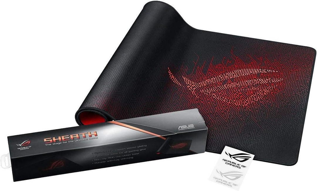 ASUS ROG Sheath Gaming Mauspad (Tischunterlage, extra gross, rutschfest) schwarz / rot, Schwarz