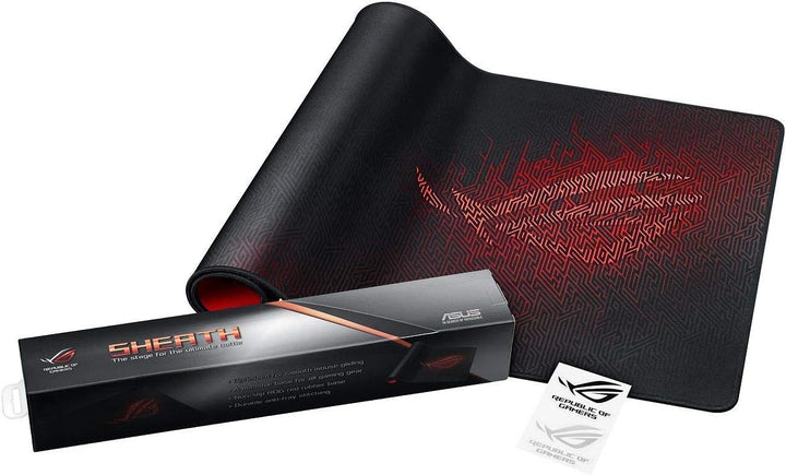 ASUS ROG Sheath Gaming Mauspad (Tischunterlage, extra gross, rutschfest) schwarz / rot, Schwarz