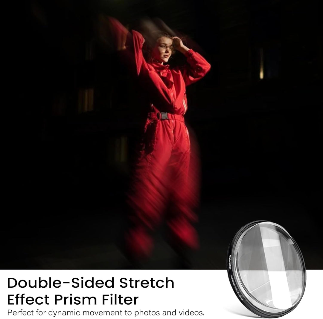 WalkingWay 49mm Doppelter Stretch-Effekt Prismafilter, K9 Optisches Glas Drehbarer Geisterfilter Mit