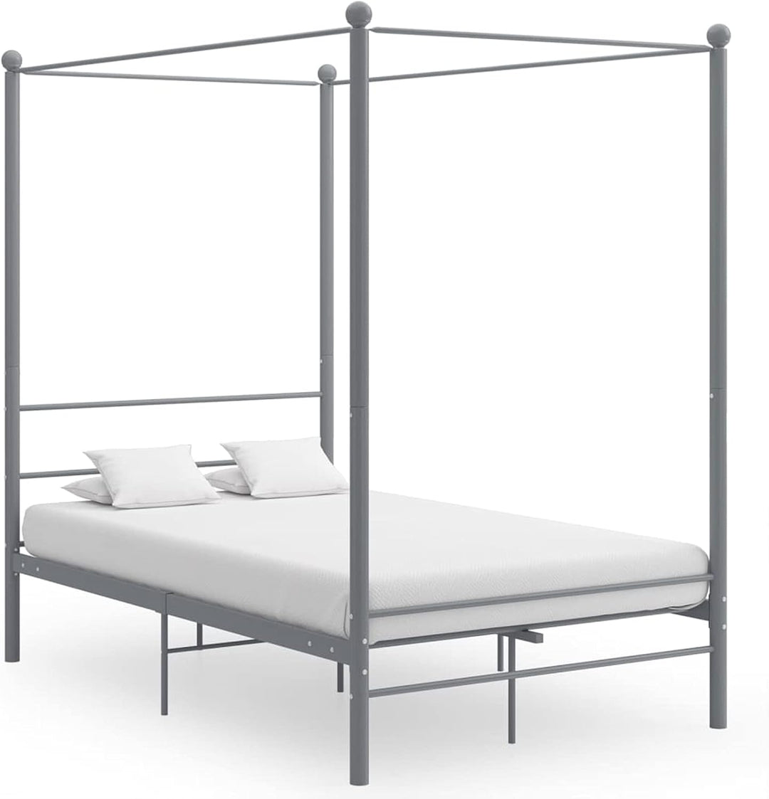 Susany Himmelbett Metallbett Bettgestell Einzelbett Jugendbett Schlafzimmerbett Grau Metall 120x200
