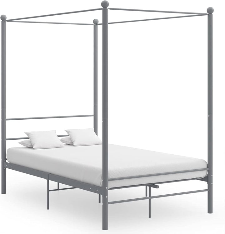 Susany Himmelbett Metallbett Bettgestell Einzelbett Jugendbett Schlafzimmerbett Grau Metall 120x200
