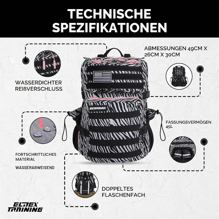 ELITRAINX ELITEX TRAINING Militär-Rucksack, 45 l, wasserdicht, Sport, Flugzeugkabine, CrossTraining,