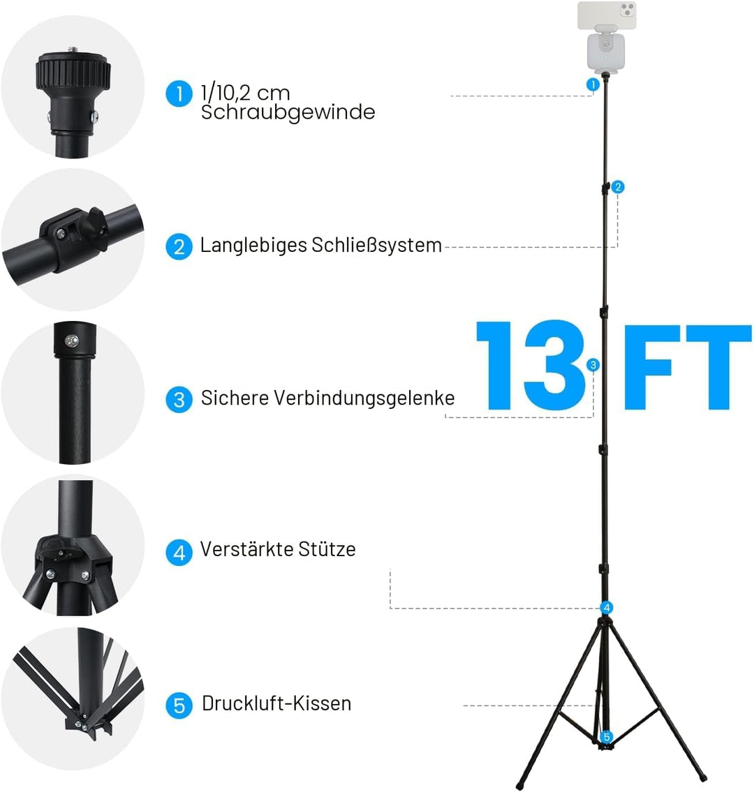 XbotGo Update T4 Stativ für Fussball-/Basketball-Aufnahmen, Bis zu 4 Meter Höhe, Mit Schnellwechselp