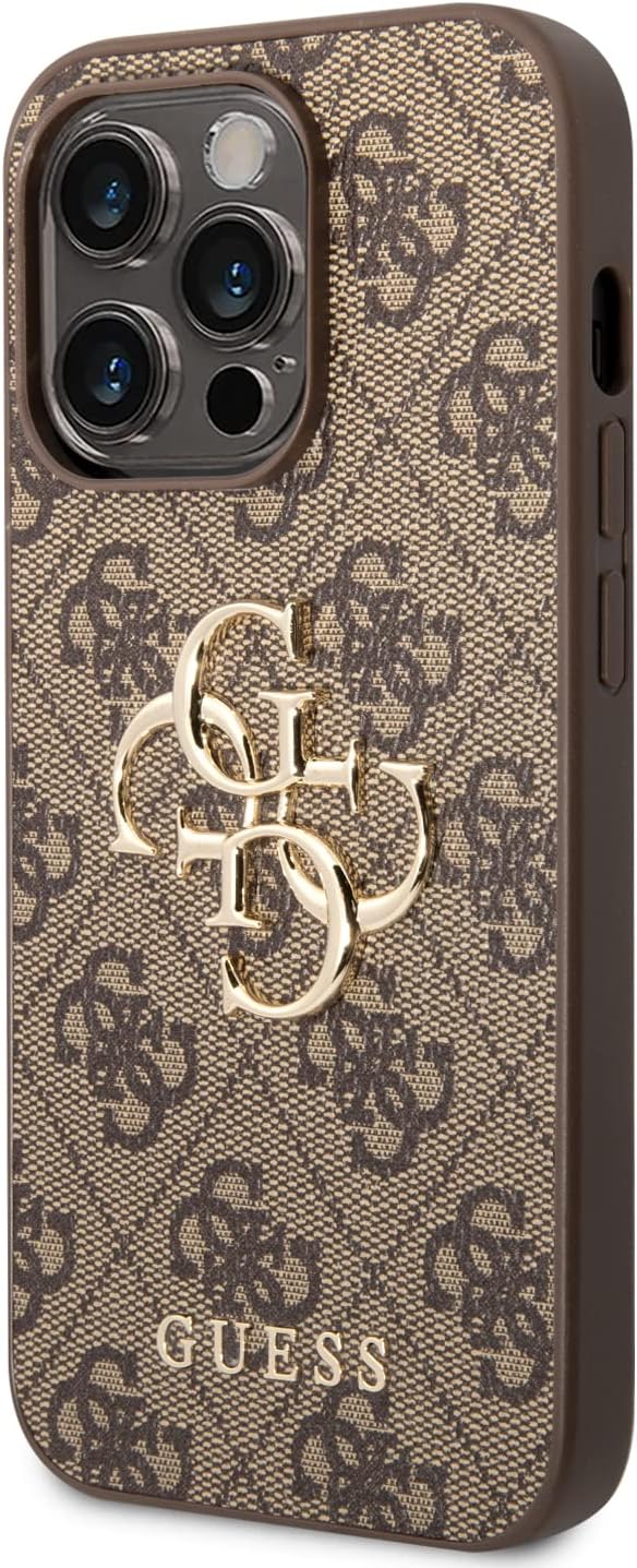 Guess GUHCP14L4GMGBR hülle für iPhone 14 Pro 6, 1" braun/Brown hardcase 4G Big Metal Logo, GUHCP14L4