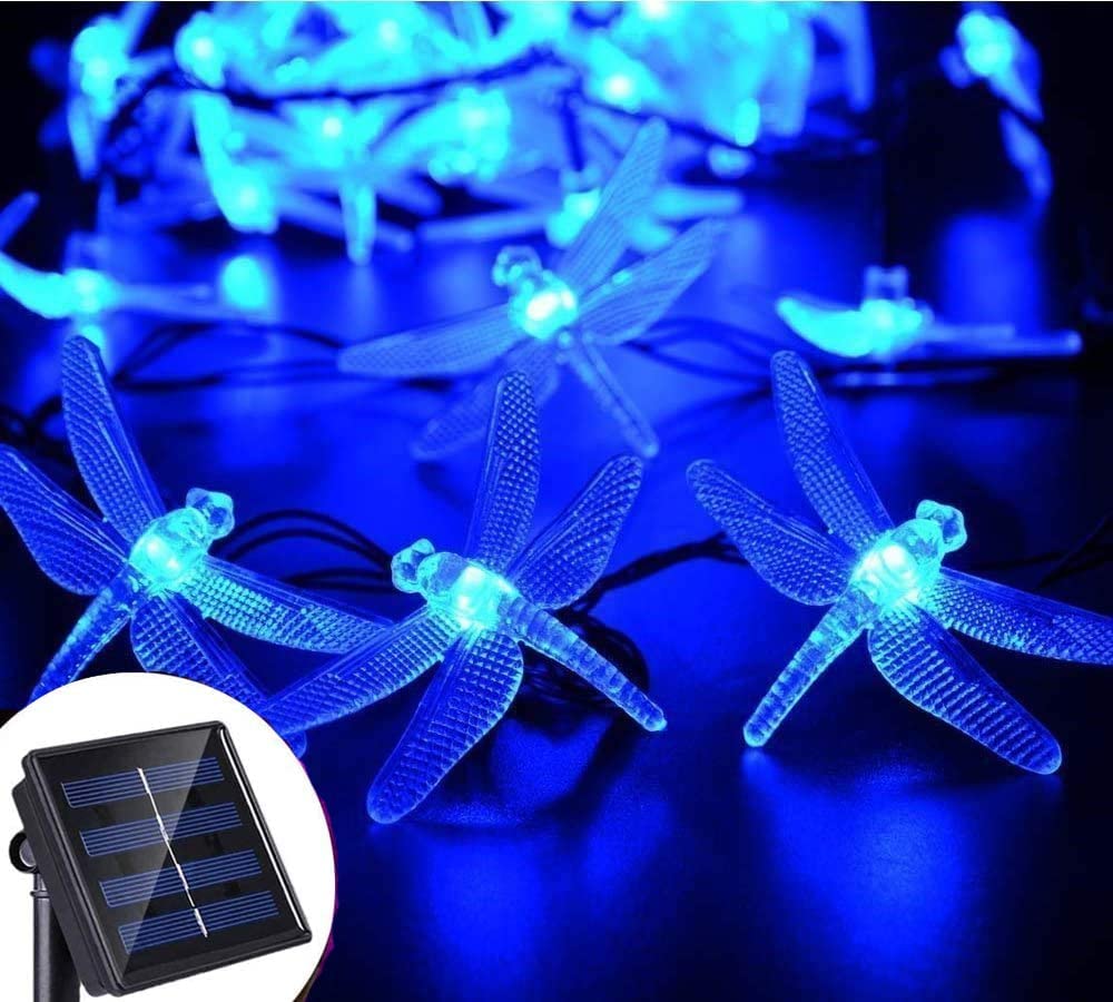 Solar Libellenlichterkette 20FT / 30 LED wasserdichte Innen- und Aussenmärchendekorationslichter, ge