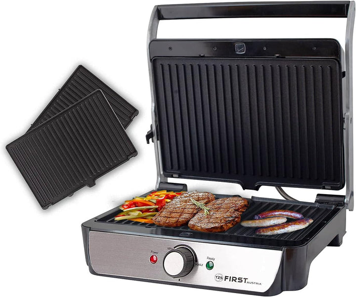 TZS First Austria Tischgrill, Elektrogrill für den Tischgebrauch, Grillplatte für Fleisch & Gemüse,