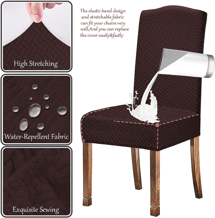 KELUINA Stretch wasserdichte Jacquard mit langem Gitter Esszimmer Stuhlhussen Home Decor, Stuhlhusse
