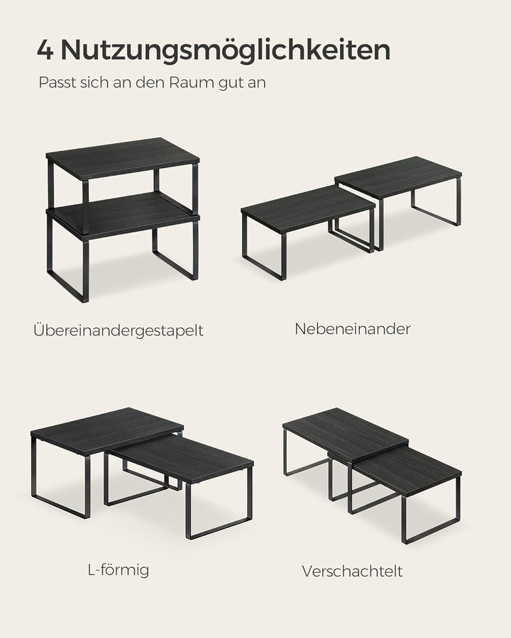 SONGMICS Gewürzregal, 4er Set, Küchenregal, Küchen-Organizer, erweiterbar, Gewürzhalter, stapelbar,