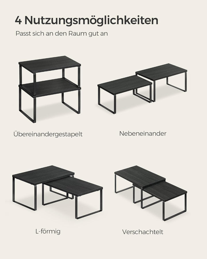 SONGMICS Gewürzregal, 4er Set, Küchenregal, Küchen-Organizer, erweiterbar, Gewürzhalter, stapelbar,