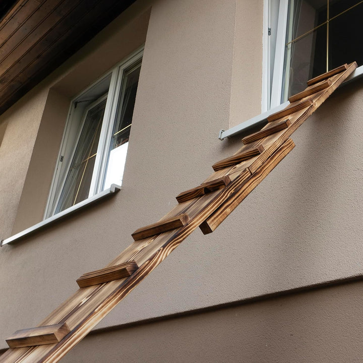 Katzenleiter Katzentreppe Geflammt Katzenstufe für Balkon Fenster mit Metallhaken 1m - 6m (Länge 1 m