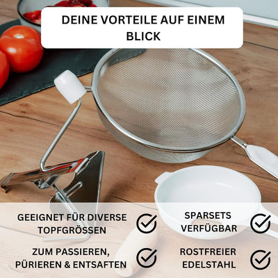 Westmark Einkoch-Set S- Küchensieb & Einmach-Trichter für Marmelade, Mus oder Brei - 20cm Durchmesse