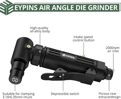 EYPINS Druckluftschleifer Set, Druckluft Winkelschleifer Schleifer 90°Stabschleifer Gesenkschleifer