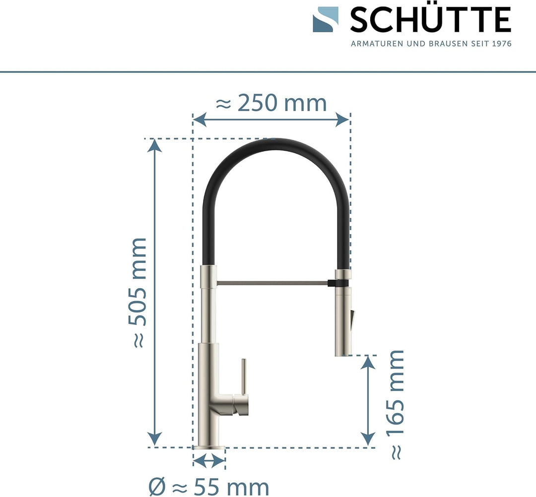Schütte 23138 Design Spültischarmatur mit auswechselbaren Soft Touch Schlauch, 360 Grad schwenkbarer