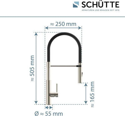Schütte 23138 Design Spültischarmatur mit auswechselbaren Soft Touch Schlauch, 360 Grad schwenkbarer