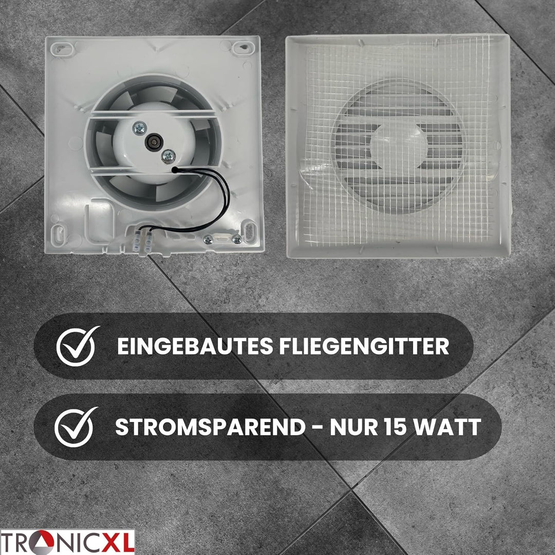 IPX4 15W 100mm Abluft Zuluft Grow Lüfter Ventilator für Homebox mit Fliegengitter Growbox Growschran