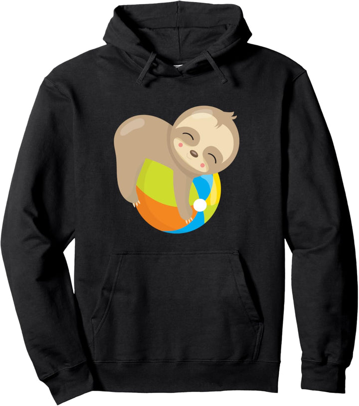 Faultierbaby auf Strandball Süsses lustiges Tiergeschenk Pullover Hoodie