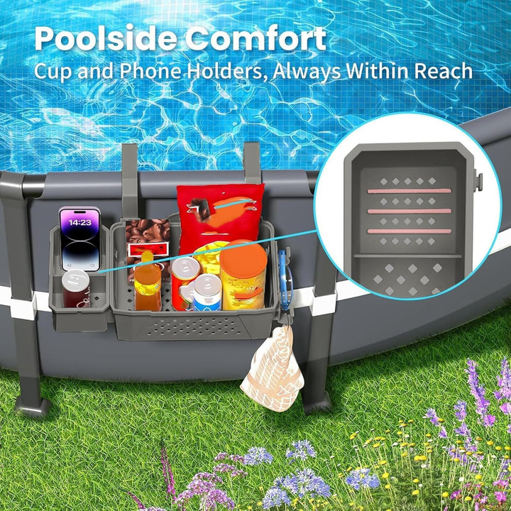 Pool Aufbewahrungskorb Set inklusive Kunststoff Pool Korb Pool Getränkehalter Hot Tub Zubehör Multif