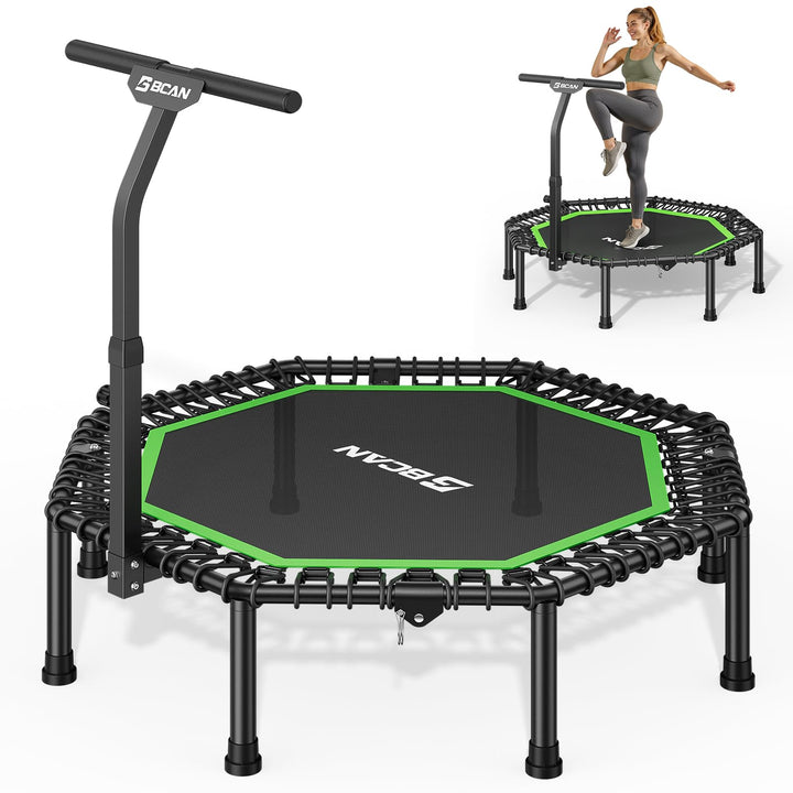 BCAN Fitness Trampolin Indoor Ø 122/133 cm, Trampolin Erwachsene bis 250 kg, Bodentrampolin mit vers