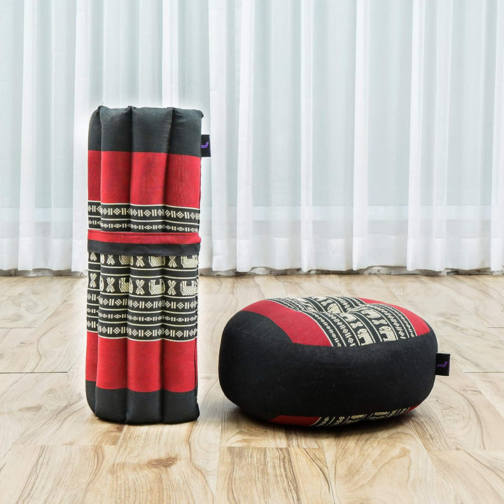 Leewadee Meditationsset Yogaset aus Meditationskissen Zafu und Kleiner rollbarer Sitzmatte Zabuton Ö