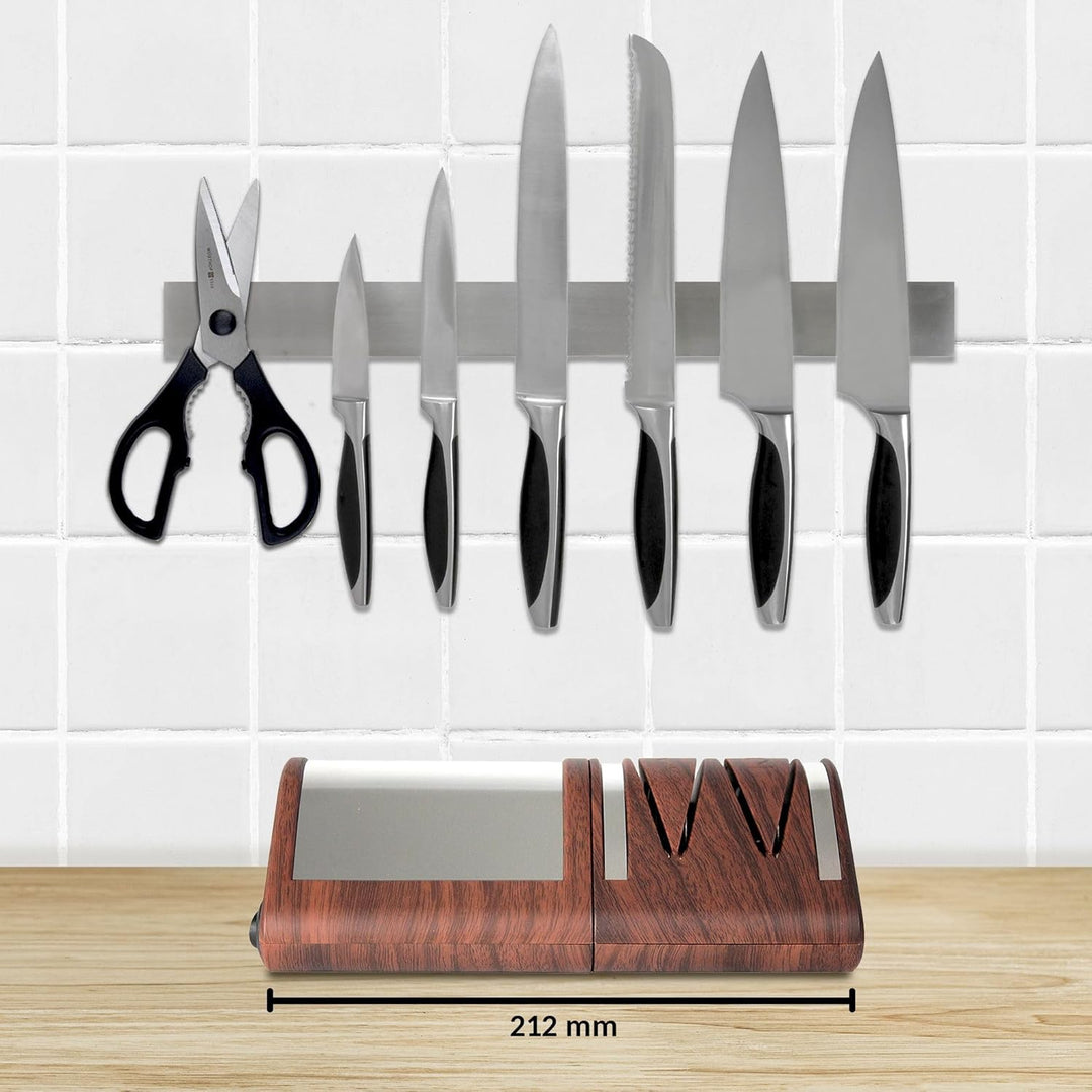 FISHTEC Elektrische Messerschleifmaschine - Schärfen + Polieren in 2 Etappen - Metall oder Keramik -