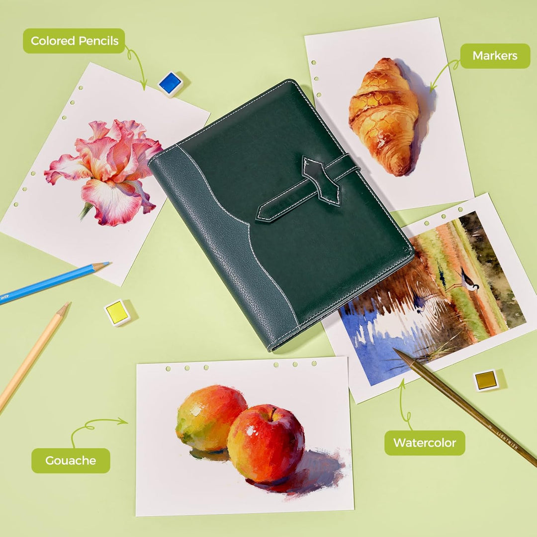 Lightwish A5 Aquarell Skizzenbuch – 20 Blatt 100% Baumwolle 300g/m² Heisspresse – Ringbuch-Mechanik
