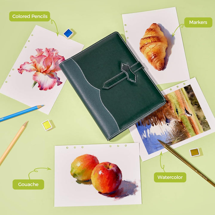 Lightwish A5 Aquarell Skizzenbuch – 20 Blatt 100% Baumwolle 300g/m² Heisspresse – Ringbuch-Mechanik