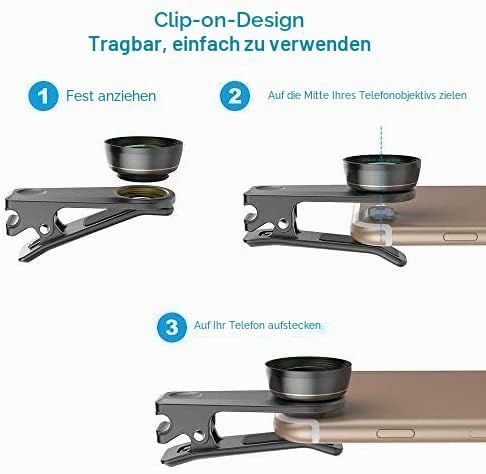 Apexel 6-in-1 Handy-Kameraobjektiv-Set, Weitwinkelobjektiv + Makroobjektiv + Fischaugenobjektiv + ND