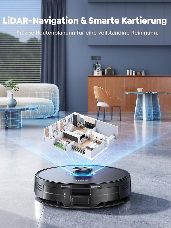 Vyzzle Saugroboter mit Wischfunktion 5500 Pa, Saugroboter mit Absaugstation 3.5L, Staubsauger Robote