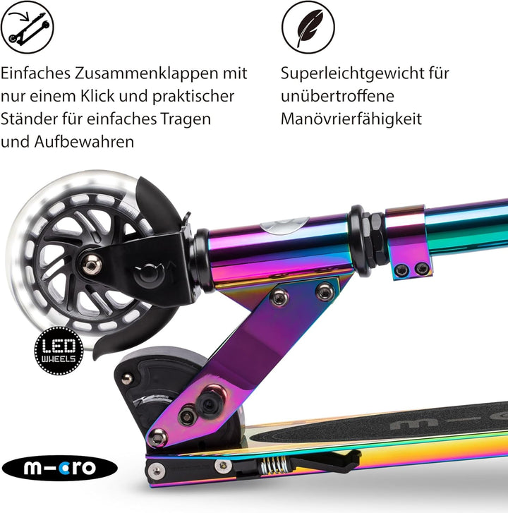 micro™ Sprite LED Kinder Kinderscooter | Cityroller mit LED-Rollen | klappbar und Lenker höhenverste