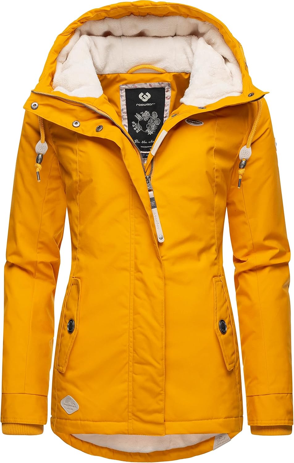 Ragwear Damen warme Winterjacke kurz mit Kapuze Monade XS-6XL L Curry22, L Curry22