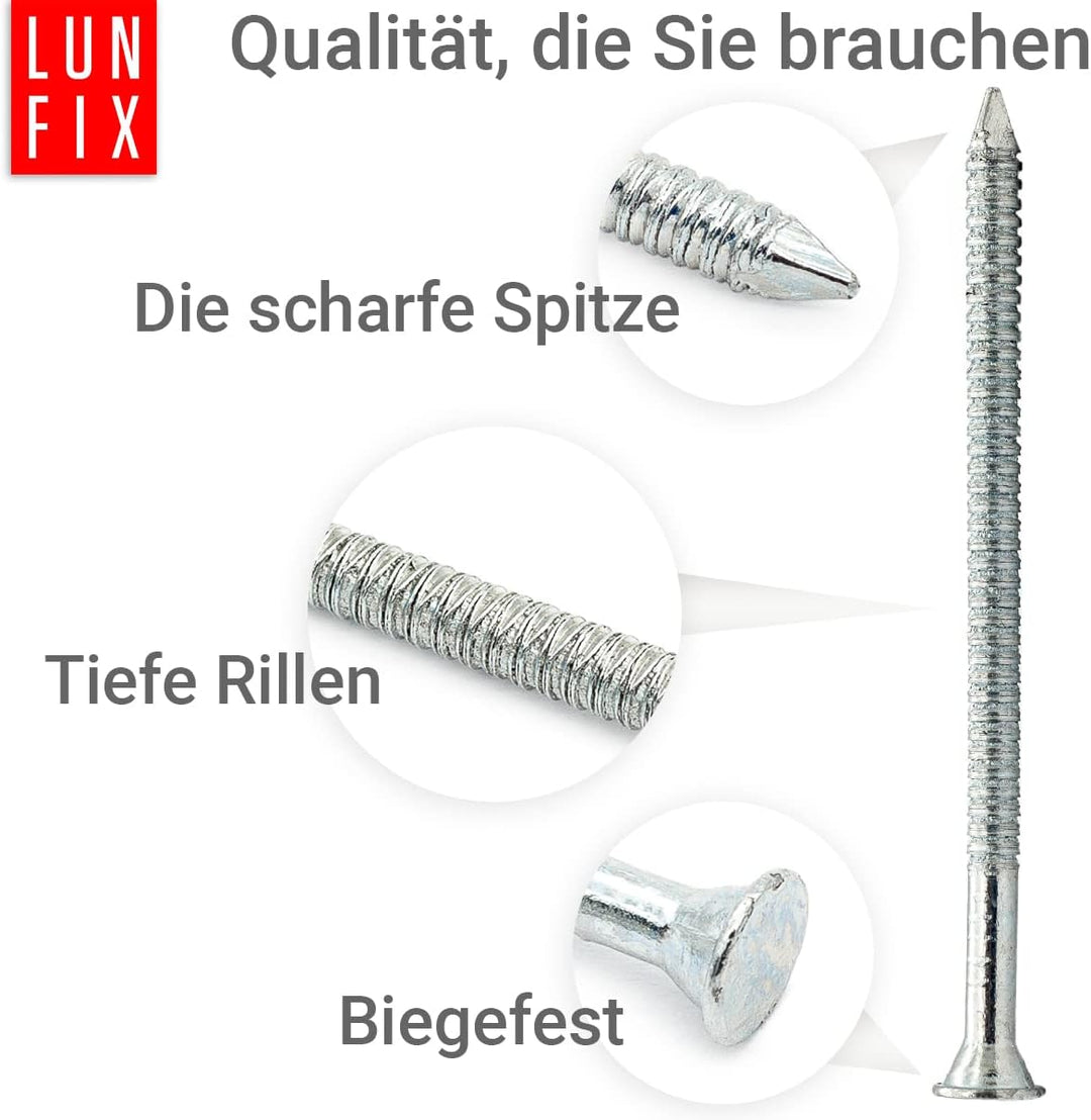 Ankernägel 4,0 x 40 mm - 5kg (ca. 1170 stk.) Holznägel für Bauarbeiten verzinkter Baunägel Rillennag