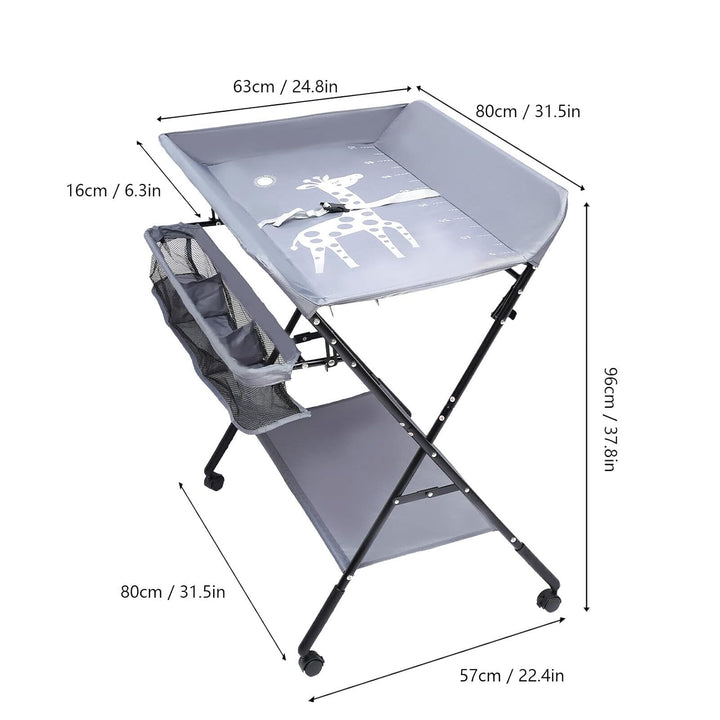 Baby Wickeltisch Klappbarer Wickeltisch Mobiler Wickeltisch mit Sicherheitsgurt und Ablagefächern,Pl