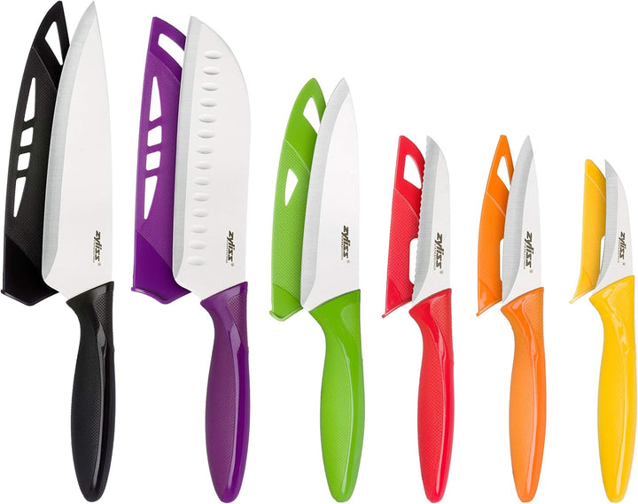Zyliss Küchenmesser Set 6-Teilig, Ultra Scharfes Edelstahl Messerset, Kochmesser, Universalmesser, A
