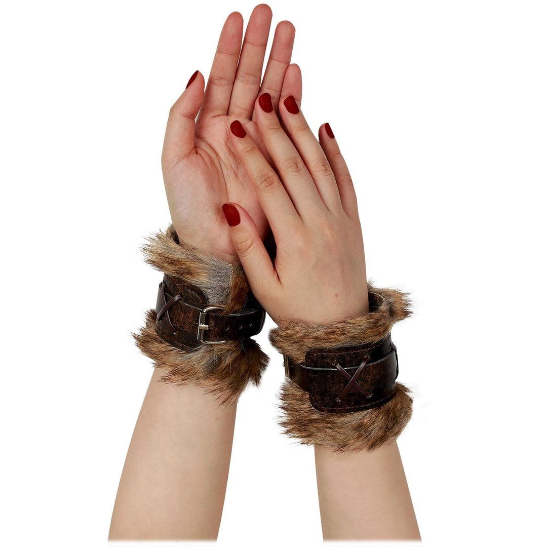keland 1 Paar Wikinger Pelz Leder Armschienen Armschutz Mittelalter Armbänder für Damen Herren (X-Br